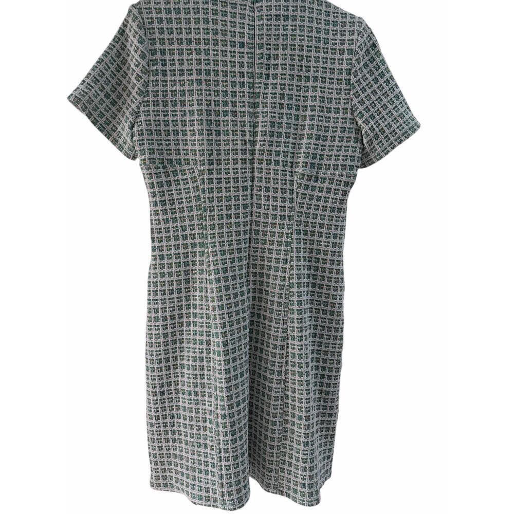 Donna Morgan Women's Novelty Plaid Short Sleeve Mock Neck Dress Size-6 - Picture 7 of 8